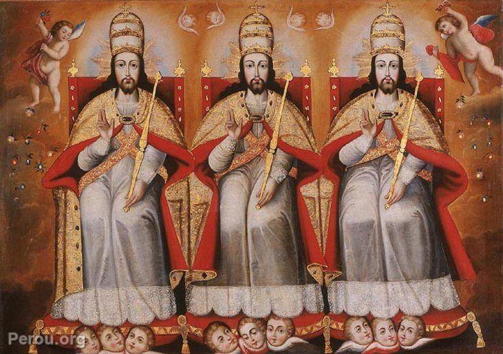 Trinit intronise comme trois personnes gales. Vers 1690-95, Arequipa