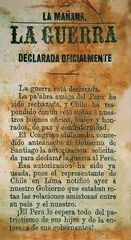 Annonce de la déclaration de guerre du Chili au Pérou, en 1879